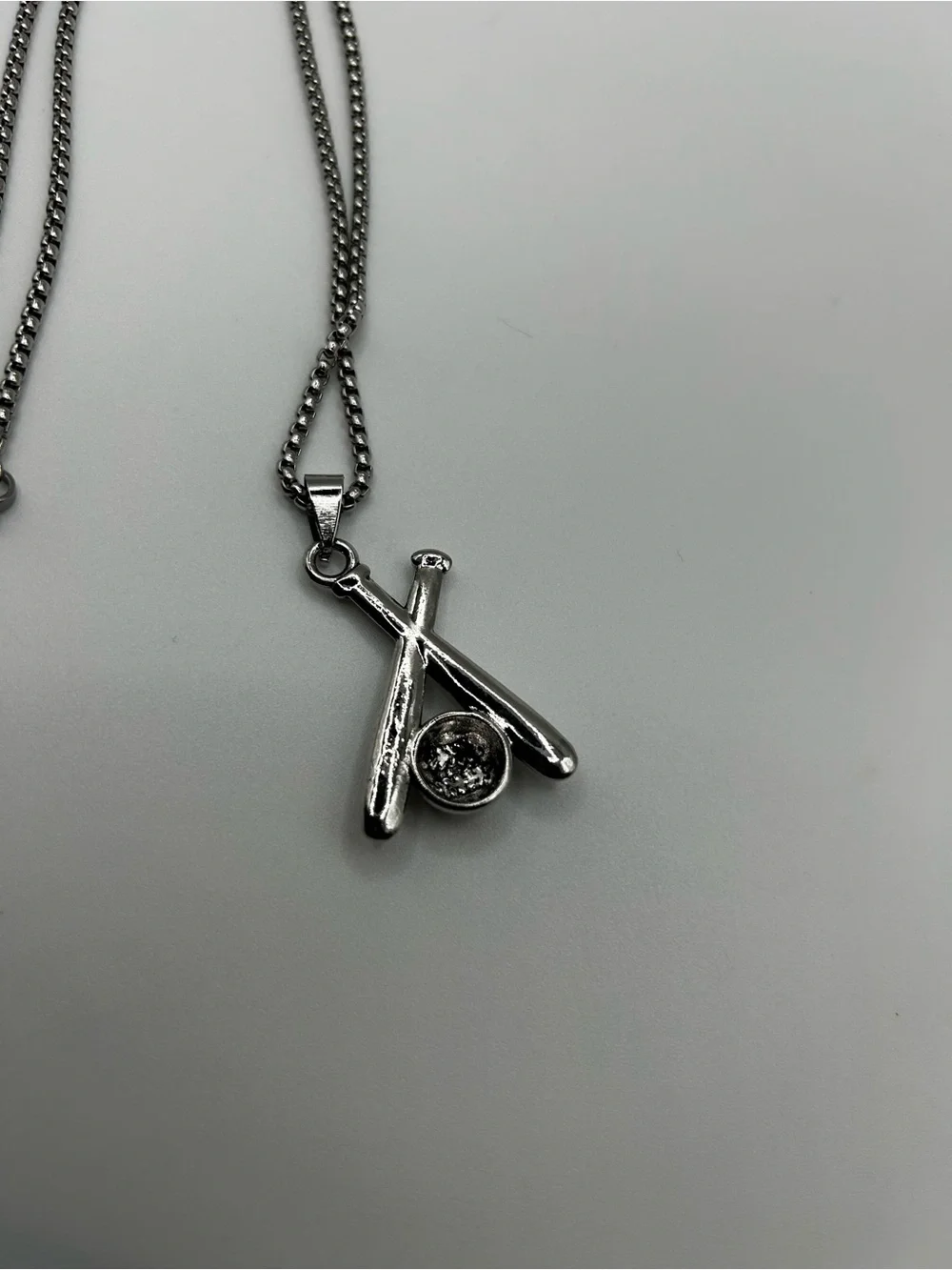 Baseball Bat & Ball Pendant Necklace - Men Accessories